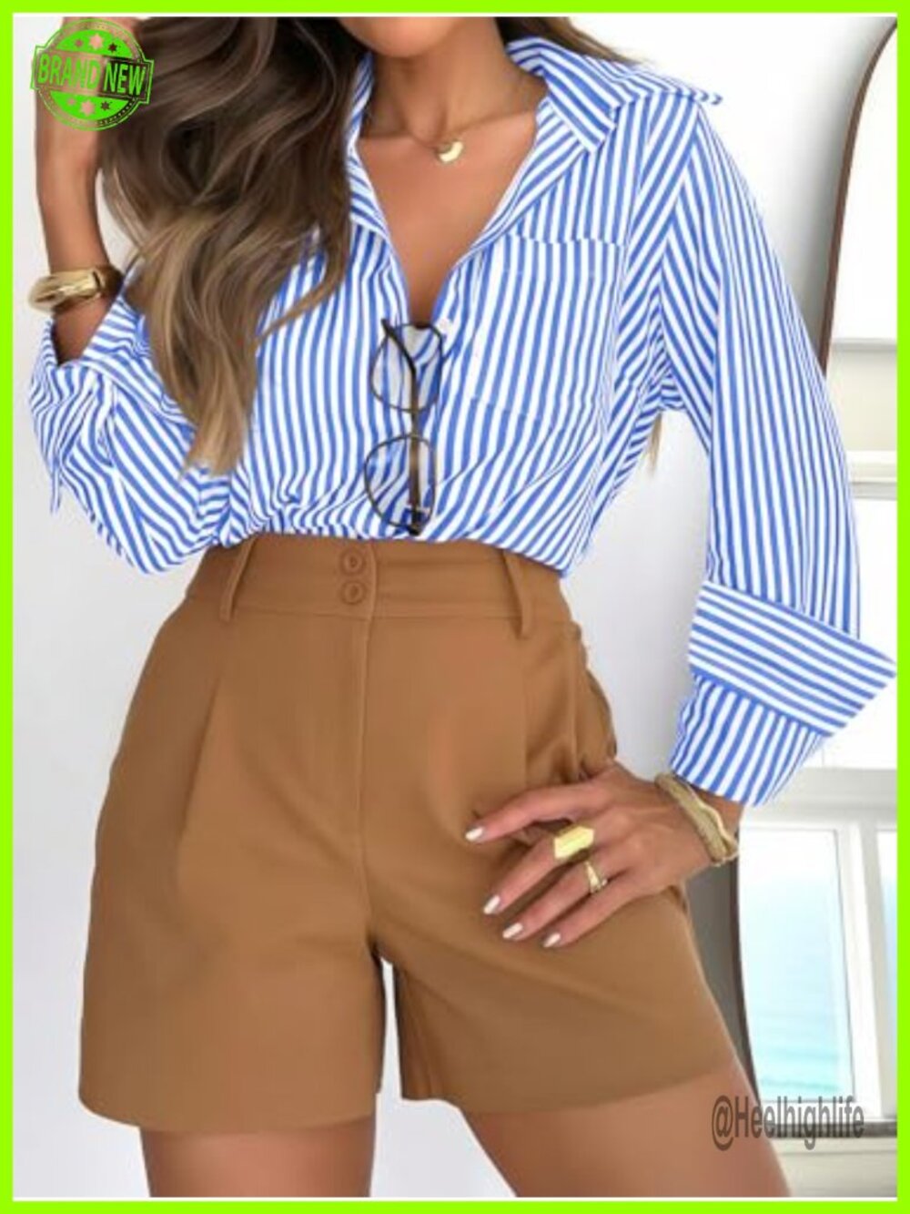 Super Soft Striped Button Down Shirt Long Sleeve Casual Collared Blouse with - Picture 2 of 6